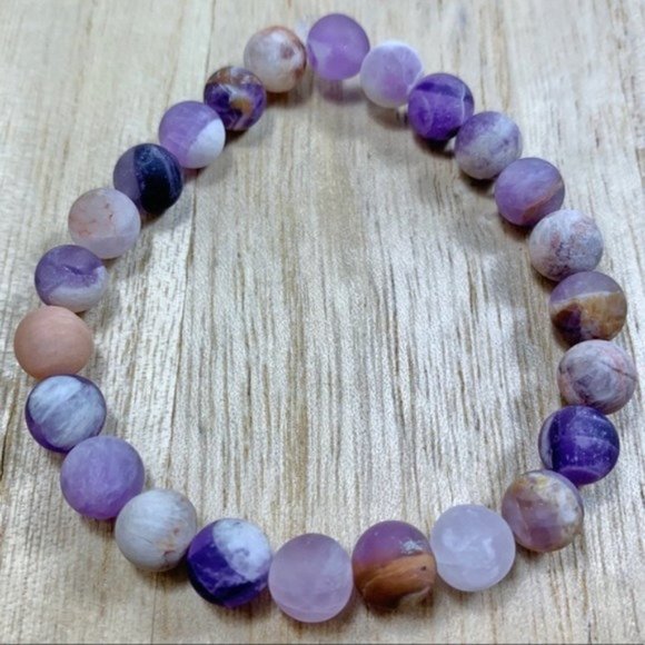 8mm Matte Amethyst Chakra Stretch Bracelet - Picture 2 of 4